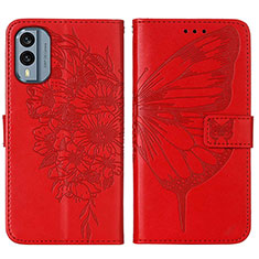 Coque Portefeuille Papillon Livre Cuir Etui Clapet YB1 pour Nokia X30 5G Rouge