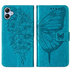 Coque Portefeuille Papillon Livre Cuir Etui Clapet YB1 pour Samsung Galaxy A04 4G Bleu