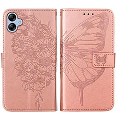 Coque Portefeuille Papillon Livre Cuir Etui Clapet YB1 pour Samsung Galaxy A04E Or Rose