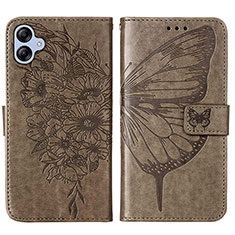 Coque Portefeuille Papillon Livre Cuir Etui Clapet YB1 pour Samsung Galaxy M04 Gris