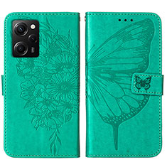 Coque Portefeuille Papillon Livre Cuir Etui Clapet YB1 pour Xiaomi Poco X5 Pro 5G Vert