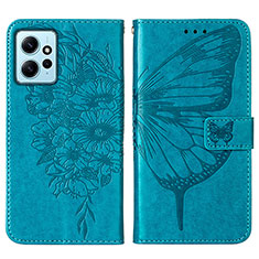 Coque Portefeuille Papillon Livre Cuir Etui Clapet YB1 pour Xiaomi Redmi Note 12 4G Bleu