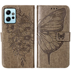Coque Portefeuille Papillon Livre Cuir Etui Clapet YB1 pour Xiaomi Redmi Note 12 4G Gris