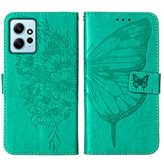 Coque Portefeuille Papillon Livre Cuir Etui Clapet YB1 pour Xiaomi Redmi Note 12 4G Vert