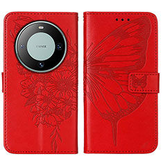 Coque Portefeuille Papillon Livre Cuir Etui Clapet YB2 pour Huawei Mate 60 Rouge