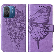 Coque Portefeuille Papillon Livre Cuir Etui Clapet YB2 pour Xiaomi Poco C55 Violet Clair