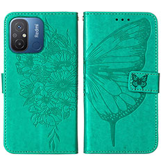 Coque Portefeuille Papillon Livre Cuir Etui Clapet YB2 pour Xiaomi Redmi 11A 4G Vert