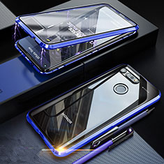Coque Rebord Bumper Luxe Aluminum Metal Miroir 360 Degres Housse Etui Aimant K01 pour Huawei Honor View 20 Bleu