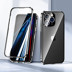 Coque Rebord Bumper Luxe Aluminum Metal Miroir 360 Degres Housse Etui Aimant LK1 pour Apple iPhone 13 Pro Max Noir