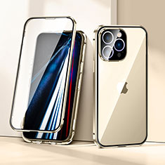 Coque Rebord Bumper Luxe Aluminum Metal Miroir 360 Degres Housse Etui Aimant LK1 pour Apple iPhone 13 Pro Max Or