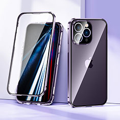Coque Rebord Bumper Luxe Aluminum Metal Miroir 360 Degres Housse Etui Aimant LK1 pour Apple iPhone 13 Pro Max Violet