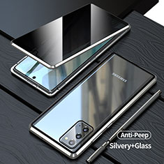 Coque Rebord Bumper Luxe Aluminum Metal Miroir 360 Degres Housse Etui Aimant LK1 pour Samsung Galaxy Note 20 5G Argent
