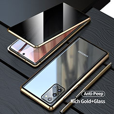 Coque Rebord Bumper Luxe Aluminum Metal Miroir 360 Degres Housse Etui Aimant LK1 pour Samsung Galaxy Note 20 5G Or