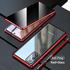 Coque Rebord Bumper Luxe Aluminum Metal Miroir 360 Degres Housse Etui Aimant LK1 pour Samsung Galaxy Note 20 5G Rouge