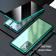 Coque Rebord Bumper Luxe Aluminum Metal Miroir 360 Degres Housse Etui Aimant LK1 pour Samsung Galaxy Note 20 5G Vert