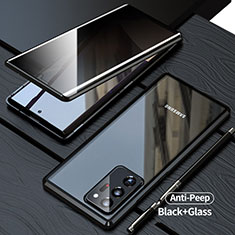 Coque Rebord Bumper Luxe Aluminum Metal Miroir 360 Degres Housse Etui Aimant LK1 pour Samsung Galaxy Note 20 Ultra 5G Noir