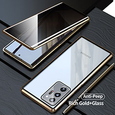 Coque Rebord Bumper Luxe Aluminum Metal Miroir 360 Degres Housse Etui Aimant LK1 pour Samsung Galaxy Note 20 Ultra 5G Or