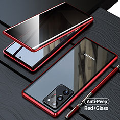 Coque Rebord Bumper Luxe Aluminum Metal Miroir 360 Degres Housse Etui Aimant LK1 pour Samsung Galaxy Note 20 Ultra 5G Rouge