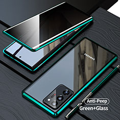 Coque Rebord Bumper Luxe Aluminum Metal Miroir 360 Degres Housse Etui Aimant LK1 pour Samsung Galaxy Note 20 Ultra 5G Vert