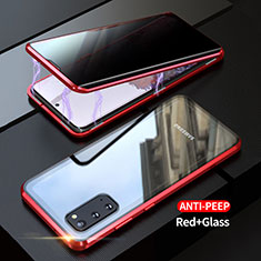 Coque Rebord Bumper Luxe Aluminum Metal Miroir 360 Degres Housse Etui Aimant LK1 pour Samsung Galaxy S20 5G Rouge