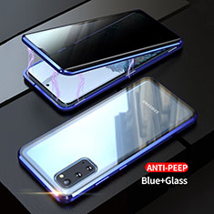 Coque Rebord Bumper Luxe Aluminum Metal Miroir 360 Degres Housse Etui Aimant LK1 pour Samsung Galaxy S20 Bleu