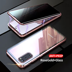 Coque Rebord Bumper Luxe Aluminum Metal Miroir 360 Degres Housse Etui Aimant LK1 pour Samsung Galaxy S20 Or Rose