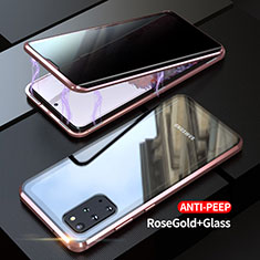 Coque Rebord Bumper Luxe Aluminum Metal Miroir 360 Degres Housse Etui Aimant LK1 pour Samsung Galaxy S20 Plus 5G Or Rose