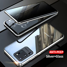 Coque Rebord Bumper Luxe Aluminum Metal Miroir 360 Degres Housse Etui Aimant LK1 pour Samsung Galaxy S20 Ultra Argent