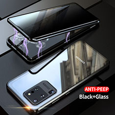Coque Rebord Bumper Luxe Aluminum Metal Miroir 360 Degres Housse Etui Aimant LK1 pour Samsung Galaxy S20 Ultra Noir