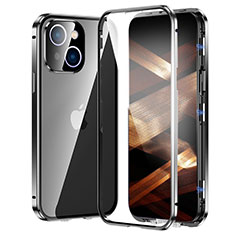 Coque Rebord Bumper Luxe Aluminum Metal Miroir 360 Degres Housse Etui Aimant LK2 pour Apple iPhone 15 Plus Noir