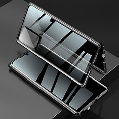 Coque Rebord Bumper Luxe Aluminum Metal Miroir 360 Degres Housse Etui Aimant LK2 pour Samsung Galaxy Note 20 Ultra 5G Noir