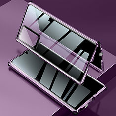 Coque Rebord Bumper Luxe Aluminum Metal Miroir 360 Degres Housse Etui Aimant LK2 pour Samsung Galaxy Note 20 Ultra 5G Violet