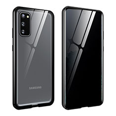 Coque Rebord Bumper Luxe Aluminum Metal Miroir 360 Degres Housse Etui Aimant LK2 pour Samsung Galaxy S20 5G Noir
