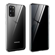 Coque Rebord Bumper Luxe Aluminum Metal Miroir 360 Degres Housse Etui Aimant LK2 pour Samsung Galaxy S20 Plus 5G Argent