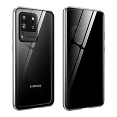 Coque Rebord Bumper Luxe Aluminum Metal Miroir 360 Degres Housse Etui Aimant LK2 pour Samsung Galaxy S20 Ultra 5G Argent