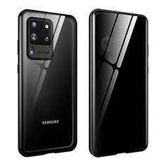 Coque Rebord Bumper Luxe Aluminum Metal Miroir 360 Degres Housse Etui Aimant LK2 pour Samsung Galaxy S20 Ultra Noir