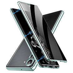 Coque Rebord Bumper Luxe Aluminum Metal Miroir 360 Degres Housse Etui Aimant LK2 pour Samsung Galaxy S22 5G Vert