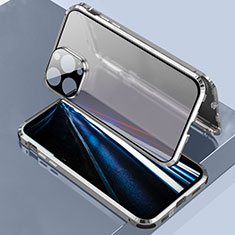 Coque Rebord Bumper Luxe Aluminum Metal Miroir 360 Degres Housse Etui Aimant LK3 pour Apple iPhone 13 Pro Argent