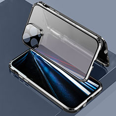 Coque Rebord Bumper Luxe Aluminum Metal Miroir 360 Degres Housse Etui Aimant LK3 pour Apple iPhone 13 Pro Max Noir