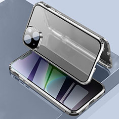 Coque Rebord Bumper Luxe Aluminum Metal Miroir 360 Degres Housse Etui Aimant LK3 pour Apple iPhone 14 Argent