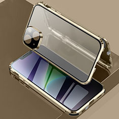 Coque Rebord Bumper Luxe Aluminum Metal Miroir 360 Degres Housse Etui Aimant LK3 pour Apple iPhone 14 Or