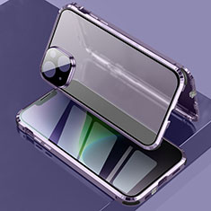 Coque Rebord Bumper Luxe Aluminum Metal Miroir 360 Degres Housse Etui Aimant LK3 pour Apple iPhone 14 Violet