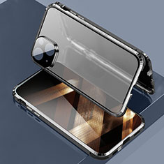 Coque Rebord Bumper Luxe Aluminum Metal Miroir 360 Degres Housse Etui Aimant LK3 pour Apple iPhone 15 Noir
