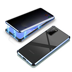 Coque Rebord Bumper Luxe Aluminum Metal Miroir 360 Degres Housse Etui Aimant LK3 pour Samsung Galaxy S20 Bleu