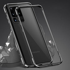 Coque Rebord Bumper Luxe Aluminum Metal Miroir 360 Degres Housse Etui Aimant LK3 pour Samsung Galaxy S20 Ultra 5G Noir