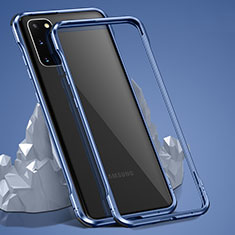 Coque Rebord Bumper Luxe Aluminum Metal Miroir 360 Degres Housse Etui Aimant LK4 pour Samsung Galaxy S20 Bleu