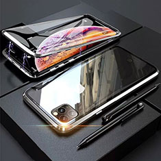 Coque Rebord Bumper Luxe Aluminum Metal Miroir 360 Degres Housse Etui Aimant M01 pour Apple iPhone 11 Pro Argent