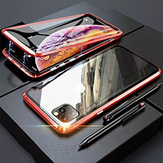 Coque Rebord Bumper Luxe Aluminum Metal Miroir 360 Degres Housse Etui Aimant M01 pour Apple iPhone 11 Pro Max Rouge