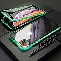 Coque Rebord Bumper Luxe Aluminum Metal Miroir 360 Degres Housse Etui Aimant M01 pour Apple iPhone 11 Pro Max Vert