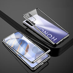 Coque Rebord Bumper Luxe Aluminum Metal Miroir 360 Degres Housse Etui Aimant M01 pour Huawei Honor 30 Argent